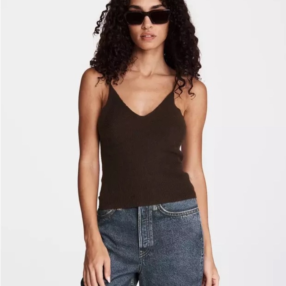 Rag & Bone Selah Ribbed Wool-blended Tank in Chocolate - Picture 2 of 6